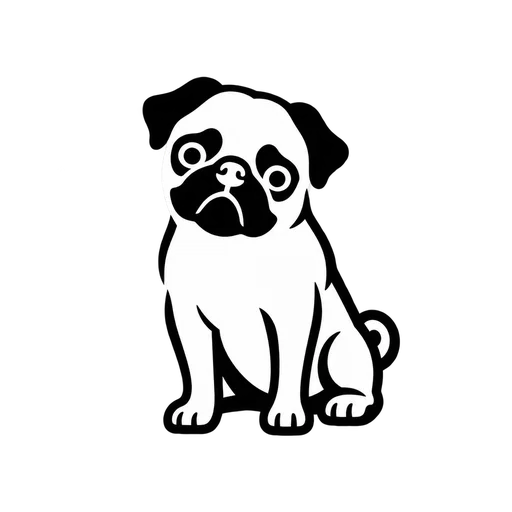 Adorable Pug Dog Silhouette SVG cut file