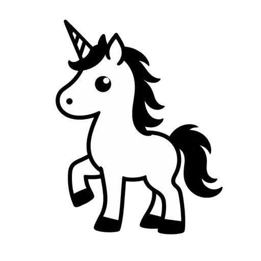 Adorable Unicorn SVG – Black and White Design cut file