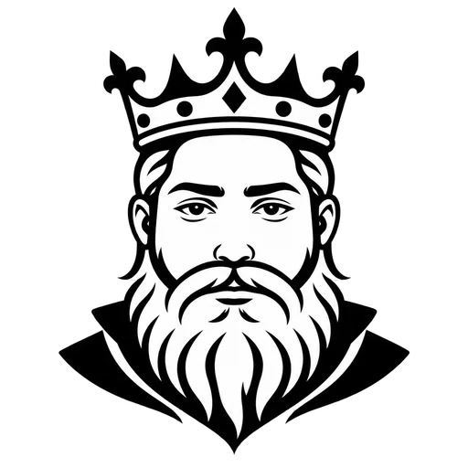 Bearded King with Crown SVG – Detailed Line Art Illustration cut file