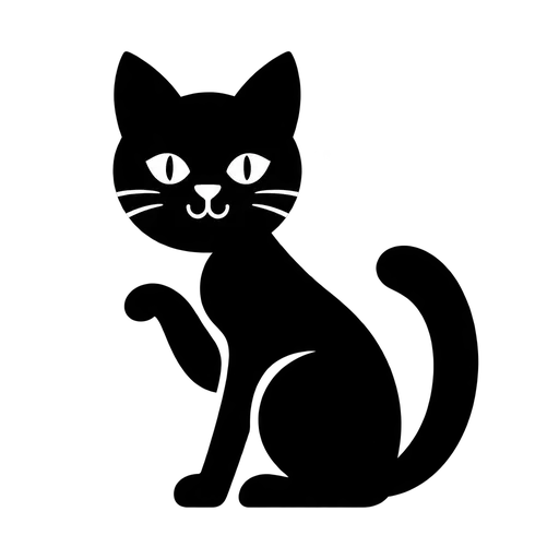 Black and White Cat Illustration SVG cut file
