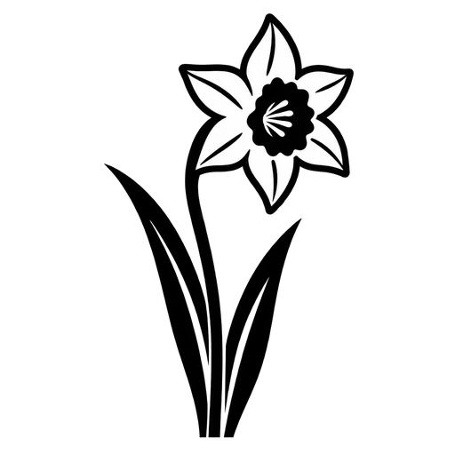 Black and White Daffodil Flower SVG Illustration cut file