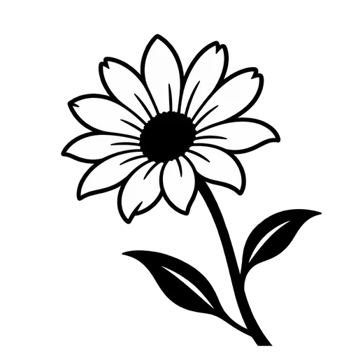 Black and White Daisy Flower SVG cut file