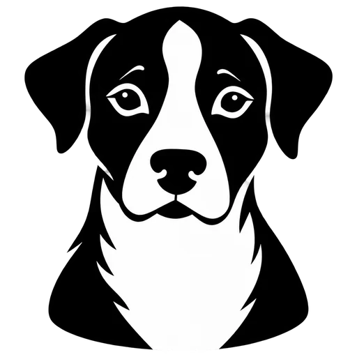 Black and White Dog Head SVG cut file