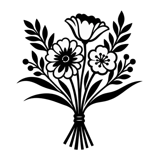 Black and White Flower Bouquet SVG Artwork cut file