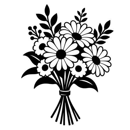 Black and White Flower Bouquet SVG cut file