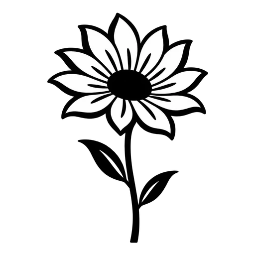 Black and White Flower Outline SVG cut file