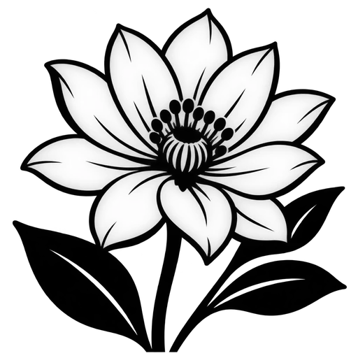 Black and White Flower SVG Illustration cut file