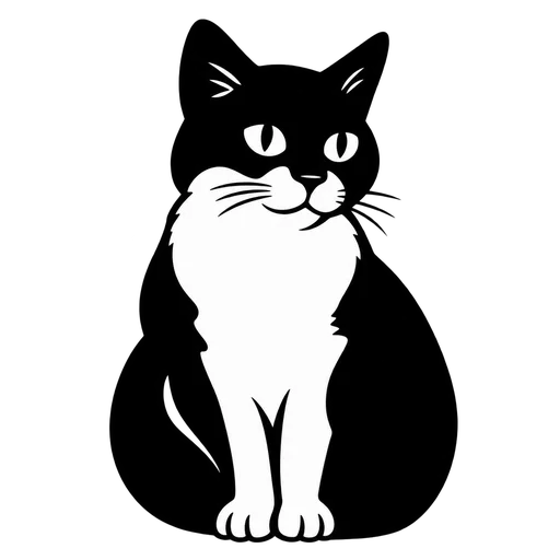 Black and White Sitting Cat SVG cut file