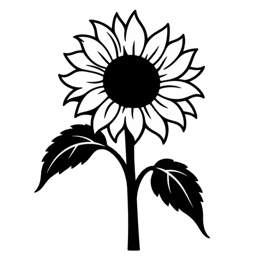 Black and White Sunflower SVG Image cut file