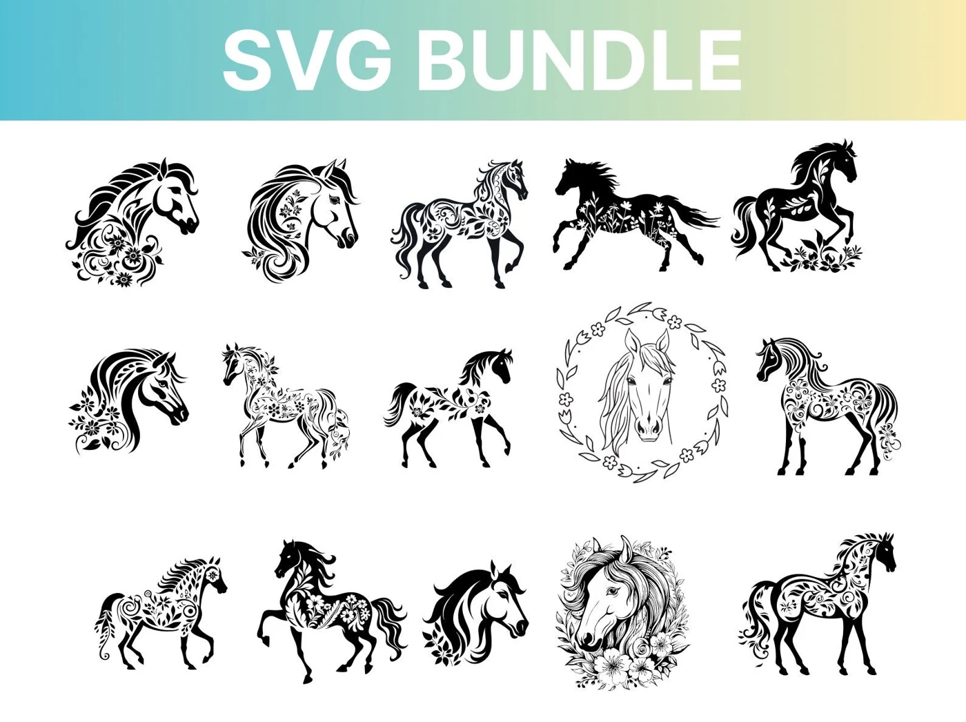 Floral Horse SVG Bundle preview