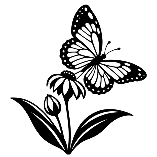 Butterfly and Flower Silhouette SVG cut file