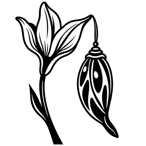 Butterfly Chrysalis Hanging on Flower SVG cut file