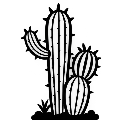 Cactus Trio Outline SVG cut file
