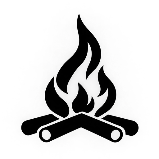 Campfire Icon SVG – Simple Black and White Design cut file