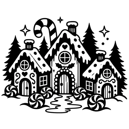 Candy Cane Village SVG Illustration cut file