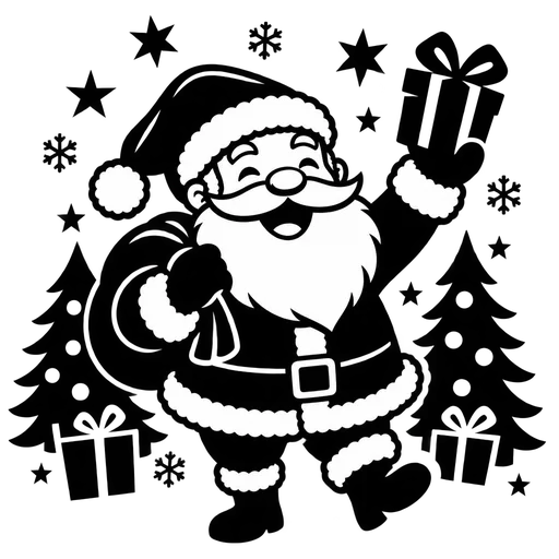 Cheerful Santa Holiday Scene SVG cut file