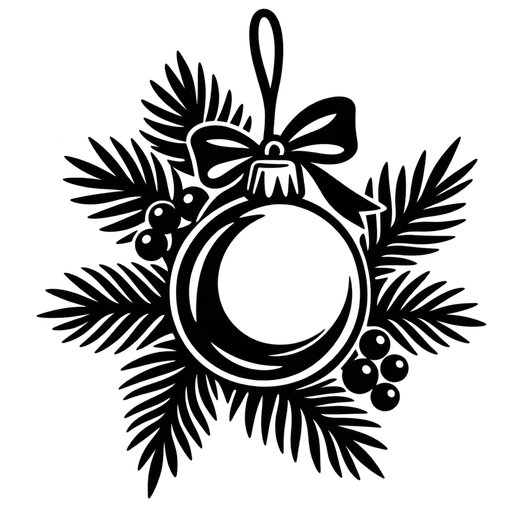 Christmas Ornament with Pine Branches SVG cut file