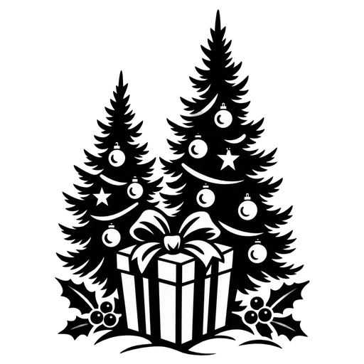 Christmas Present Under Tree SVG cut file
