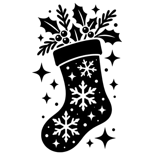 Christmas Stocking SVG with Holiday Motifs cut file