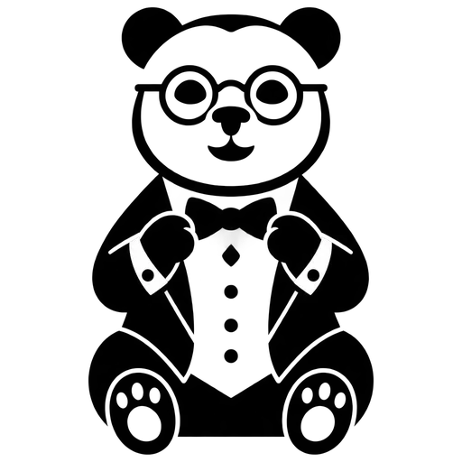 Classy Panda Bear in Tuxedo SVG cut file