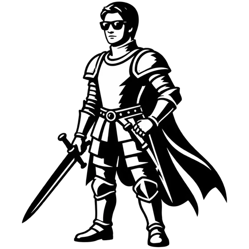 Cool Knight SVG with Sword and Sunglasses cut file