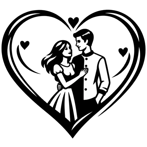 Couple in Heart SVG Design cut file