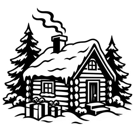 Cozy Cabin with Christmas Present SVG cut file
