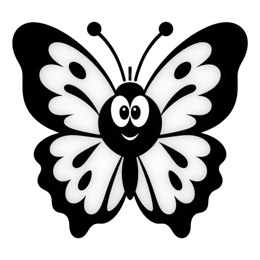 Cute Black and White Cartoon Butterfly SVG cut file