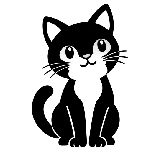 Cute Black and White Cat SVG cut file