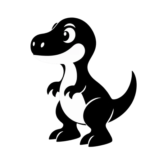 Cute Dinosaur SVG – Black and White cut file