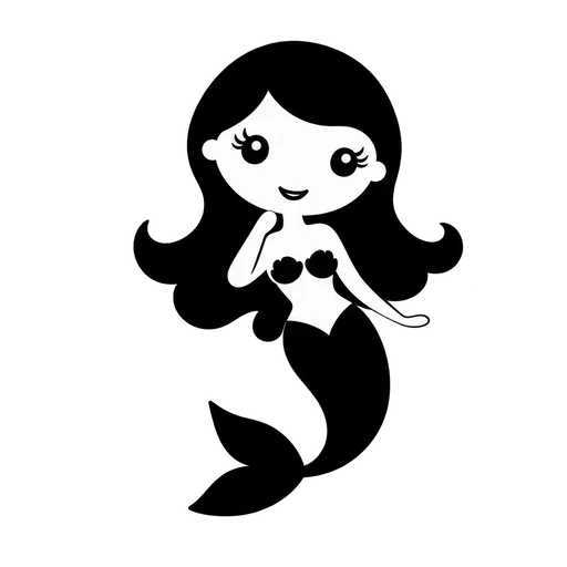 Cute Mermaid Outline SVG cut file
