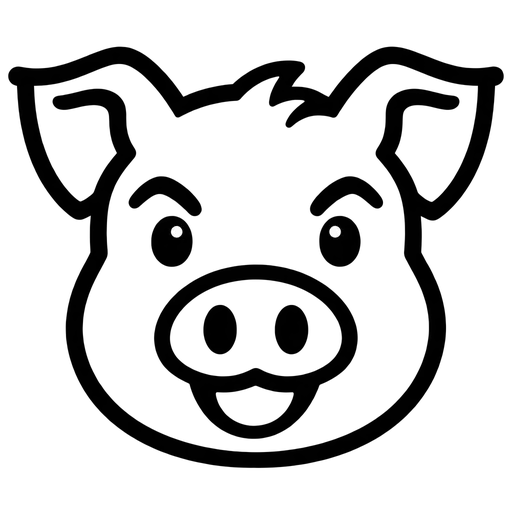 Cute Pig Face Outline SVG cut file