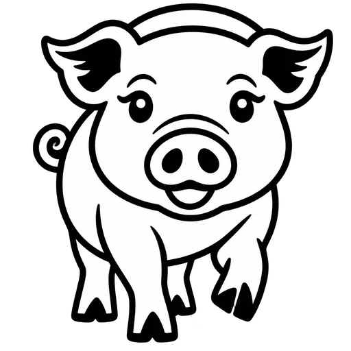 Cute Pig SVG Outline cut file
