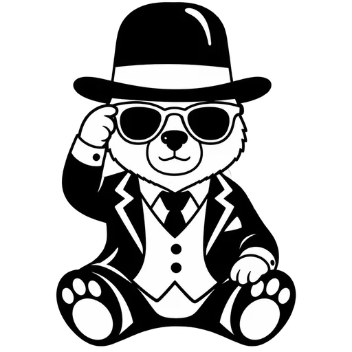 Dapper Bear in Suit and Hat SVG cut file