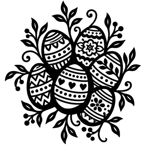Decorative Easter Eggs with Vines – SVG cut file