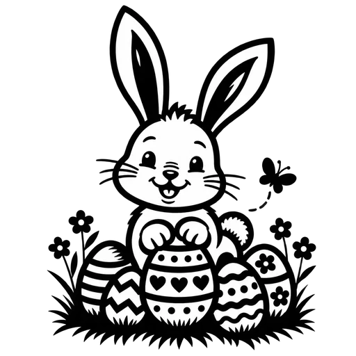 Easter Bunny with Egg Trail SVG cut file