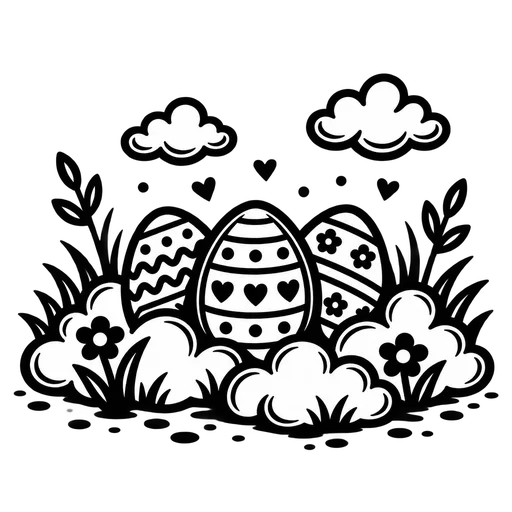 Easter Eggs and Clouds SVG Artwork cut file