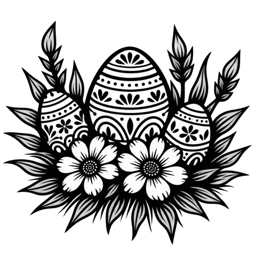 Easter Eggs and Flowers SVG cut file