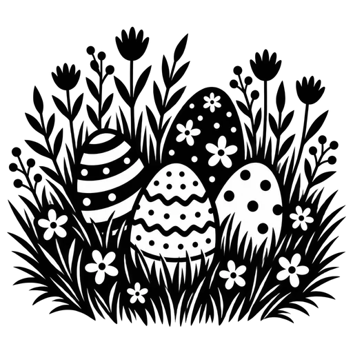 Easter Eggs in a Meadow SVG cut file