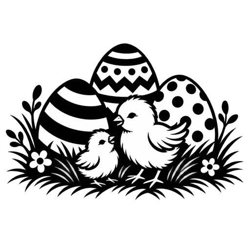 Easter Eggs with Chicks SVG Design cut file