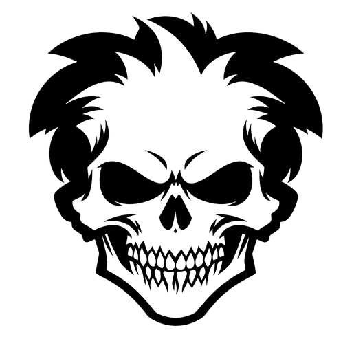Edgy Skull with Hair SVG File cut file