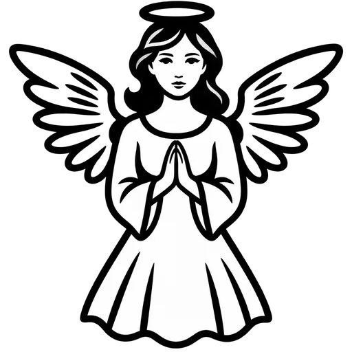 Elegant Angel with Wings and Halo SVG cut file