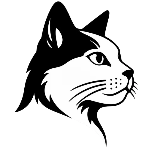 Elegant Black and White Cat Silhouette SVG cut file