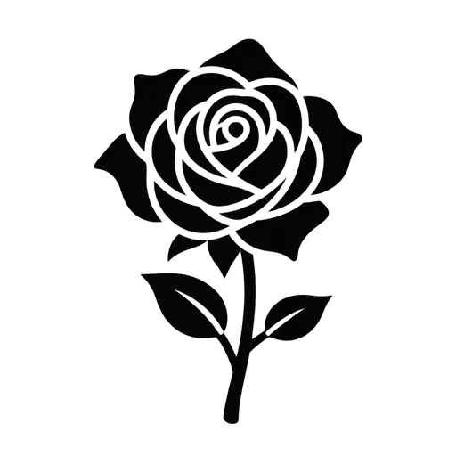 Elegant Black and White Rose SVG Illustration cut file
