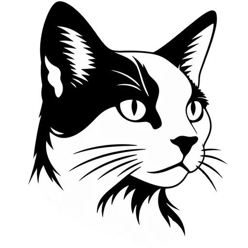 Elegant Cat Face SVG – Black and White Design cut file