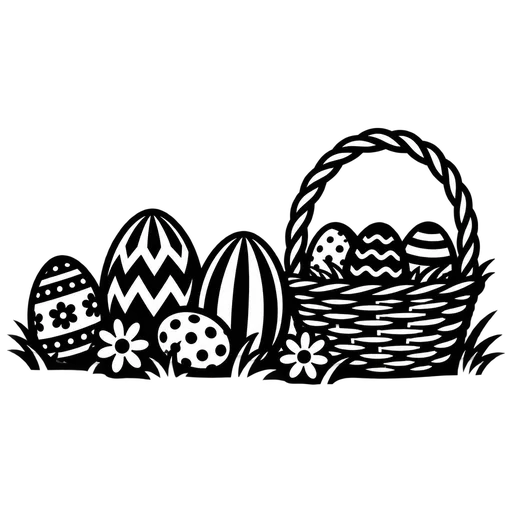 Elegant Easter Eggs and Baskets SVG Design cut file