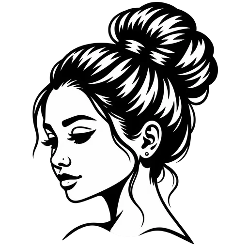 Elegant Messy Bun SVG Graphic cut file