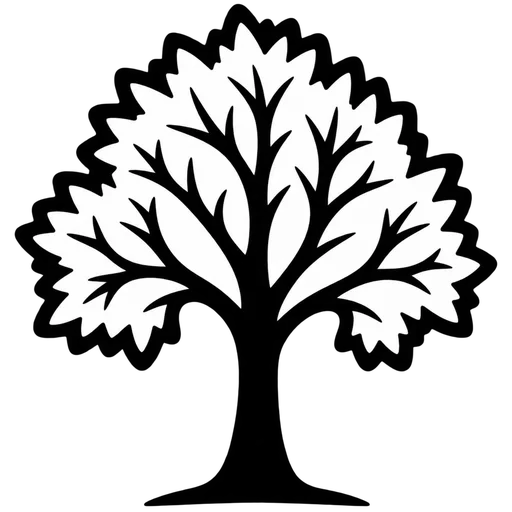 Elegant Oak Tree Silhouette SVG cut file