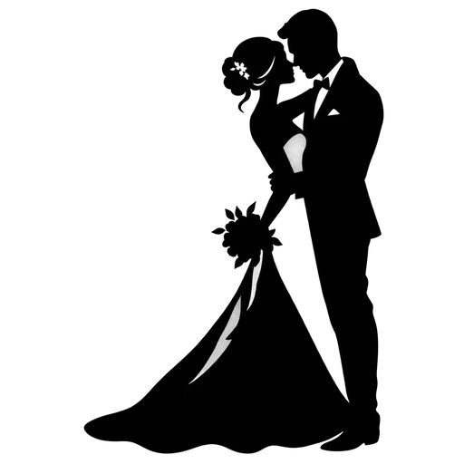Elegant Wedding Couple Silhouette SVG cut file