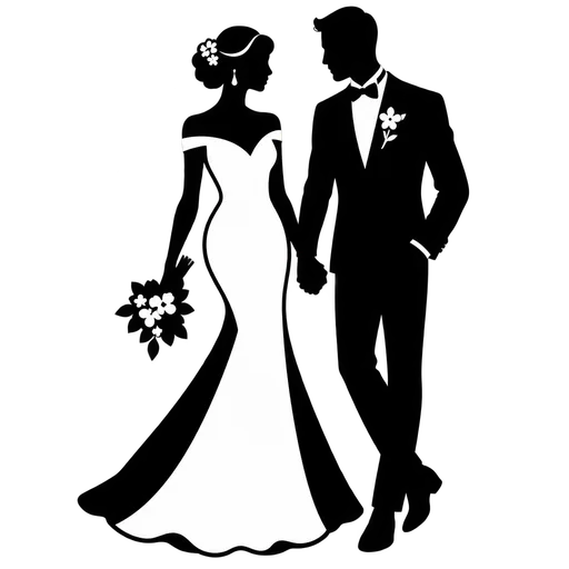 Elegant Wedding Couple Silhouette SVG cut file
